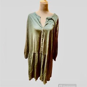 Free people FP Beach long sleeve pullover dress half button flowy NWOT L
